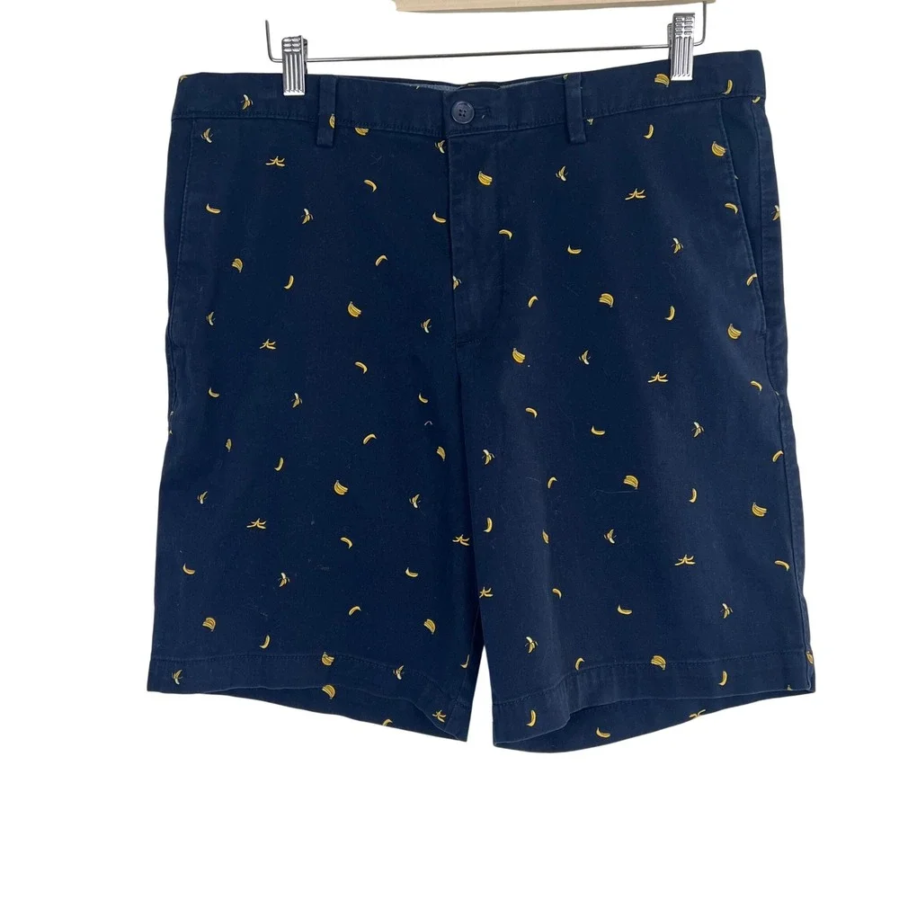 Banana Republic Aiden Short Mens 36 Navy Blue Banana Slim‎ Fit Chino Novelty